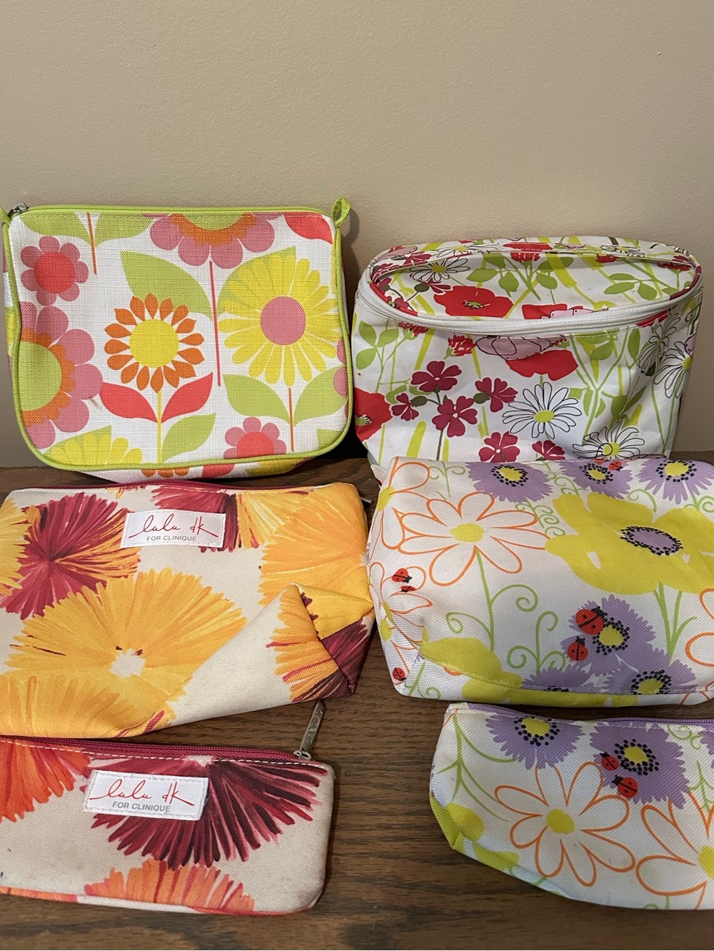 Clinique Zip Pouch Set - Purple and Yellow w ladybugs
